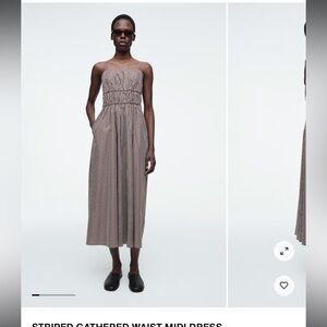 NWOT Cos Gathered Waist Midi Dress SOLID BLACK